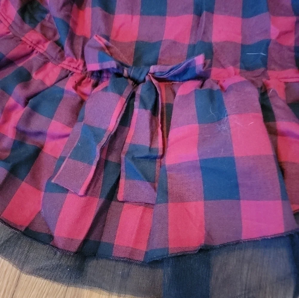 WONDERSHOP 𝅺Large Dress Bow & Tutu Dog Holiday Buffalo Plaid Check Red New T32